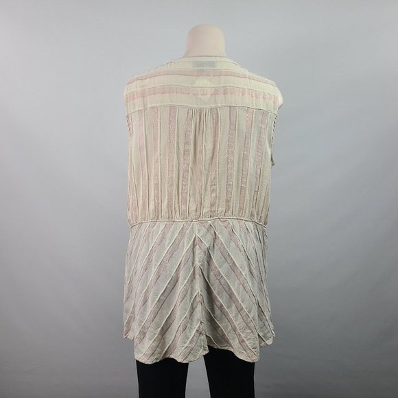 LANE Bryant Cream Pink Cotton Metallic Sleeveless Top Size 28 - Picture 7 of 15